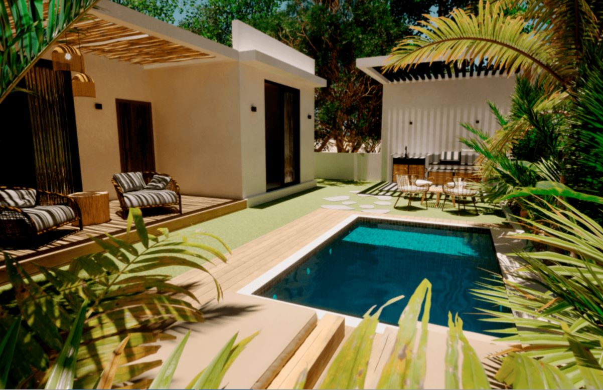 2 Bed House w/Private Pool Close to Mayan Train